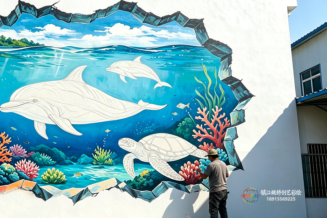 镇江网红 3D 海底墙绘