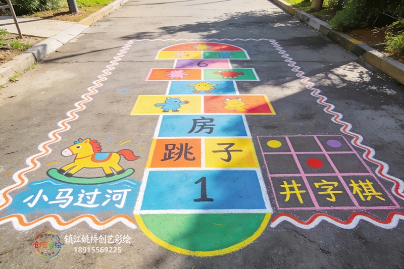 镇江彩绘润童心，地面彩绘伴成长